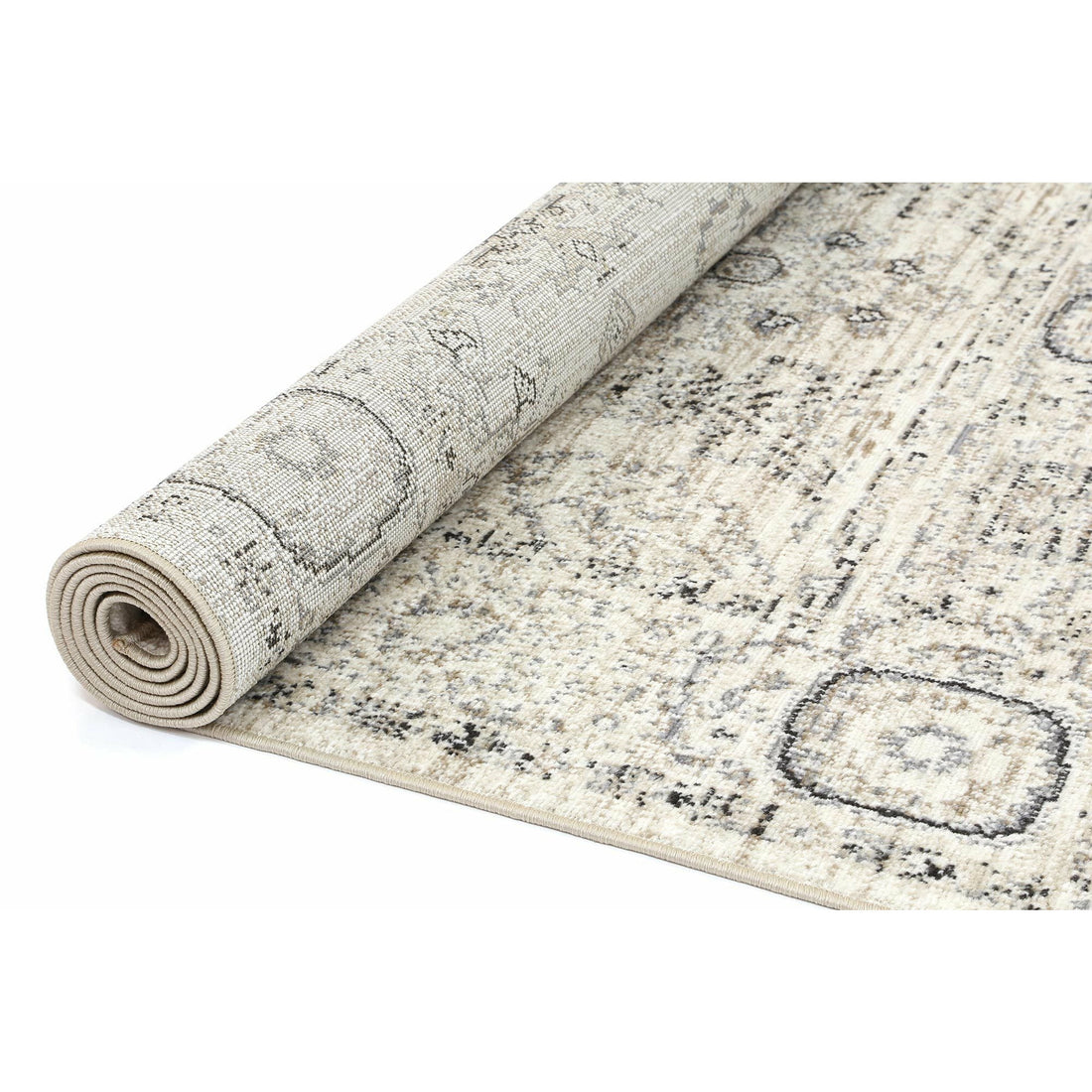 Arya Cream Grey Contemporary Rug 80x300 cm