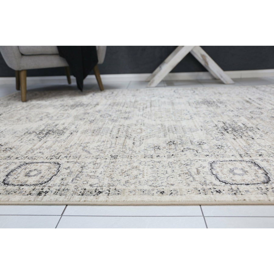 Arya Cream Grey Contemporary Rug 80x300 cm