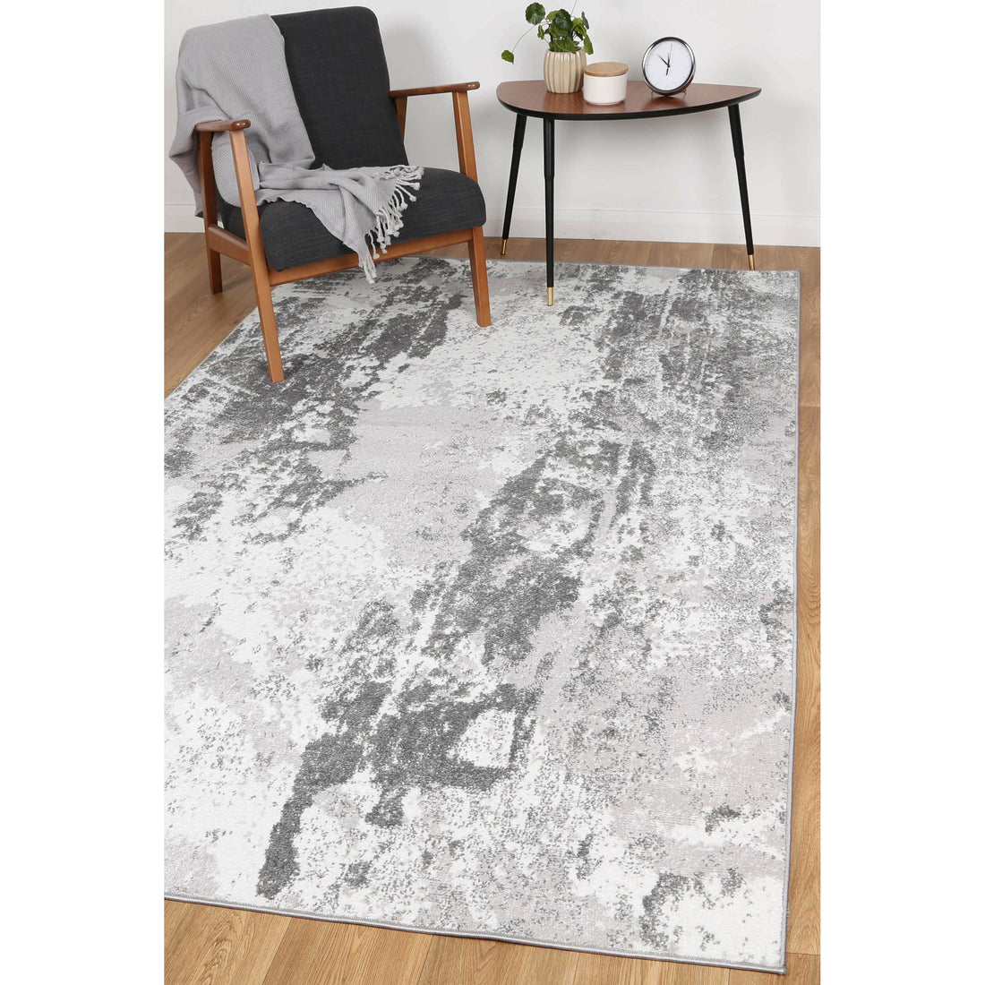 Ermina Modern Abstract Light Grey Rug 160x230cm