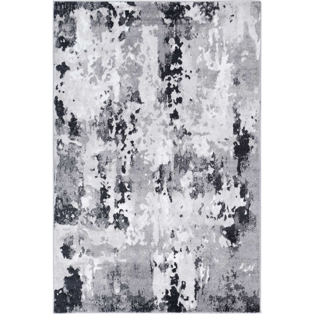 Ermina Modern Abstract Grey Black Rug 200x290cm