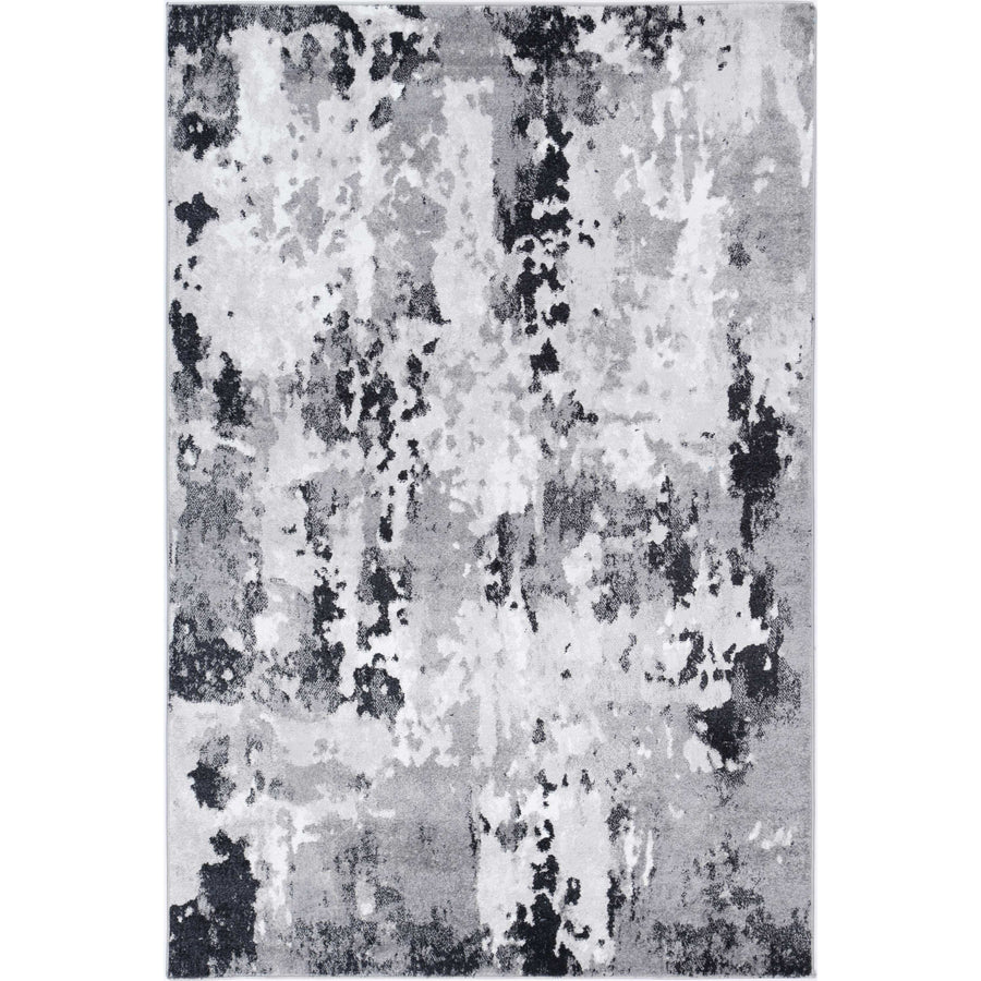 Ermina Modern Abstract Grey Black Rug 240x330cm