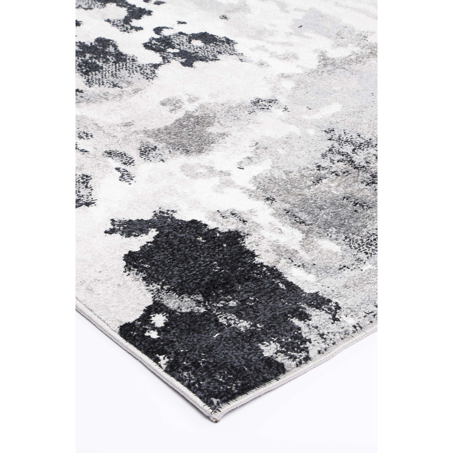 Ermina Modern Abstract Grey Black Rug 240x330cm