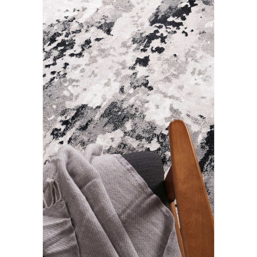 Ermina Modern Abstract Grey Black Rug 240x330cm