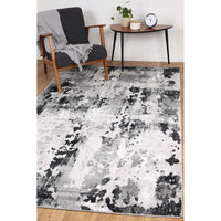 Ermina Modern Abstract Grey Black Rug 280x380cm