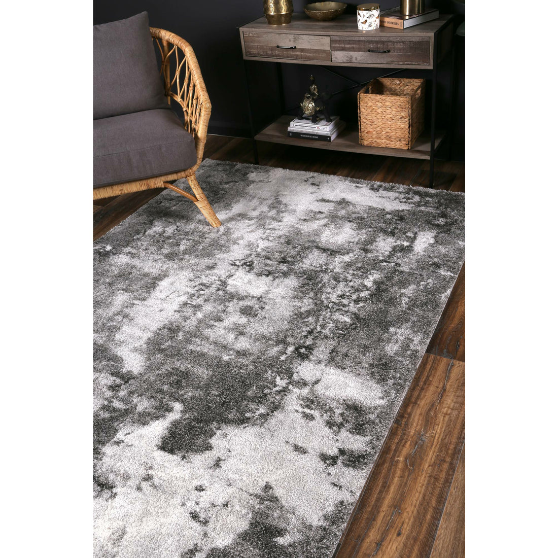 Yuzil White Grey Abstract Rug 120x170cm