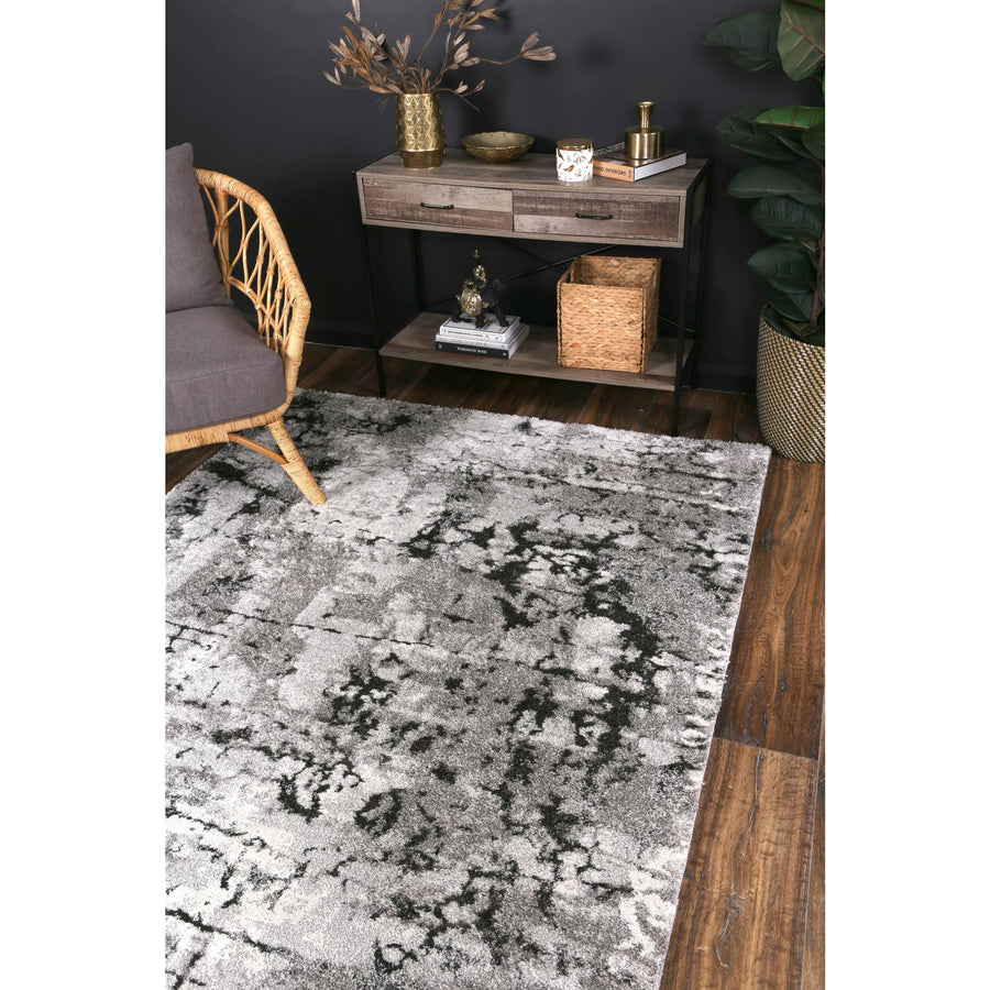 Yuzil Dark Grey Transitional Floral Rug 120x170cm