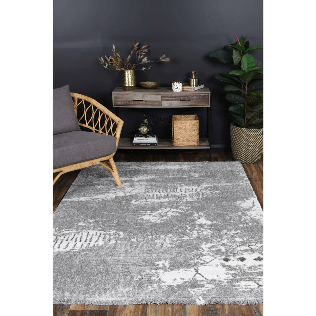 Yuzil Grey Abstract Rug 160x230cm