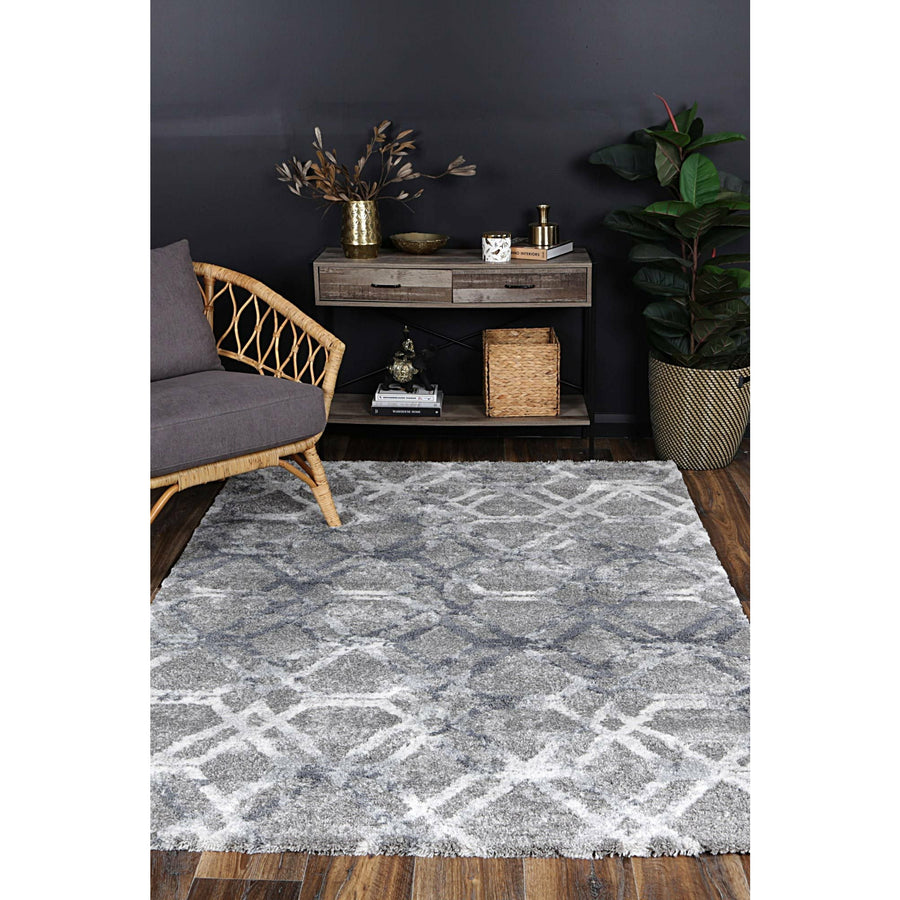 Yuzil Blue Lattice Rug 160x230cm