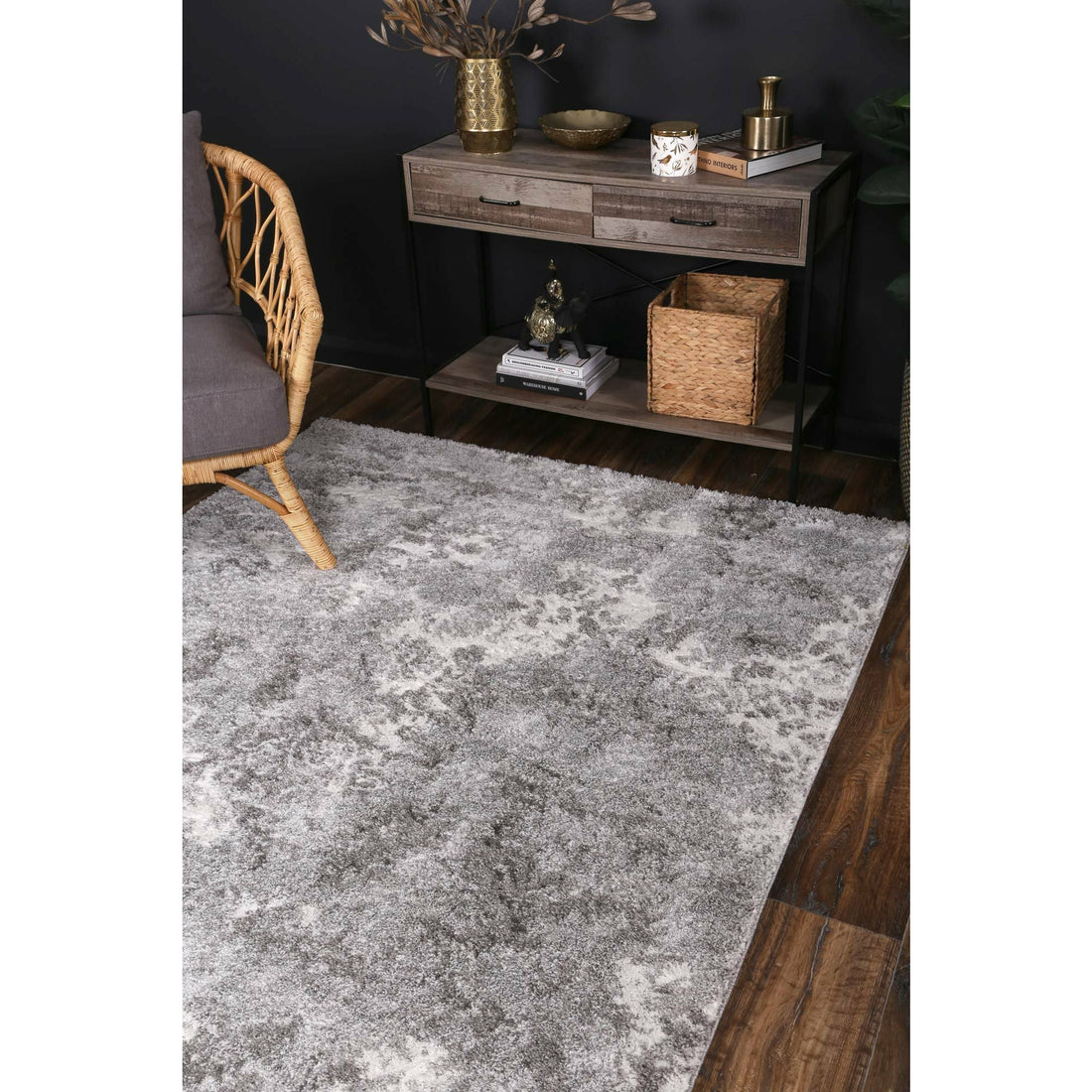 Yuzil Grey Transitional Floral Rug 160x230cm