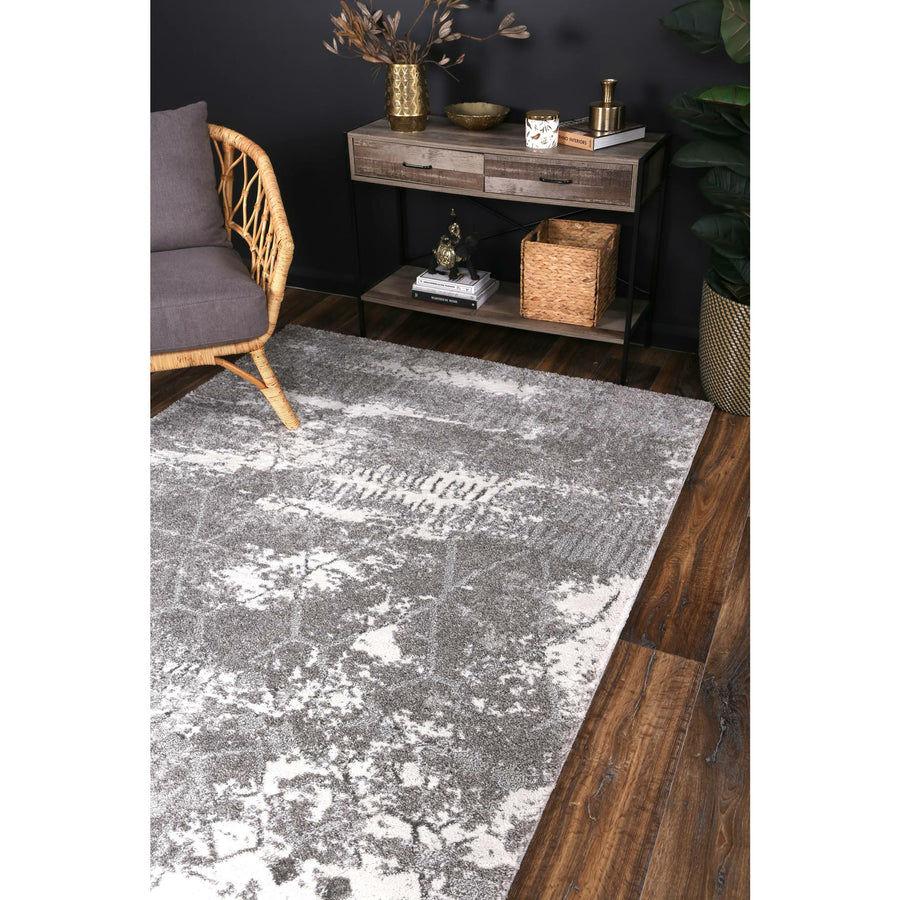 Yuzil Grey Abstract Rug 280x380cm