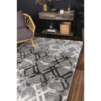 Yuzil Grey White Lattice Rug 280x380cm