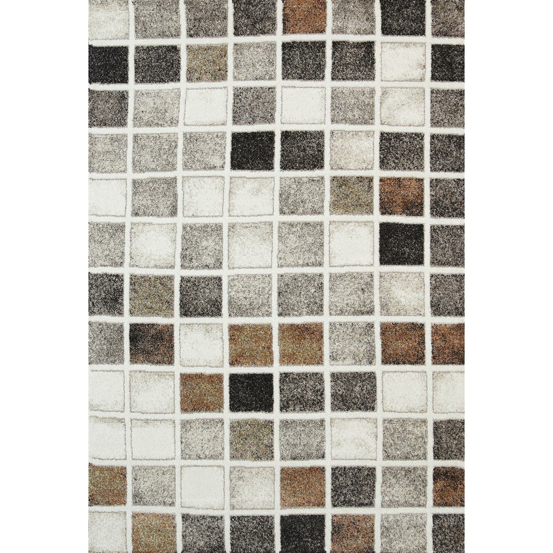 Vision Cream and Beige Square Shape Patterned Ikat Rug 80x150cm