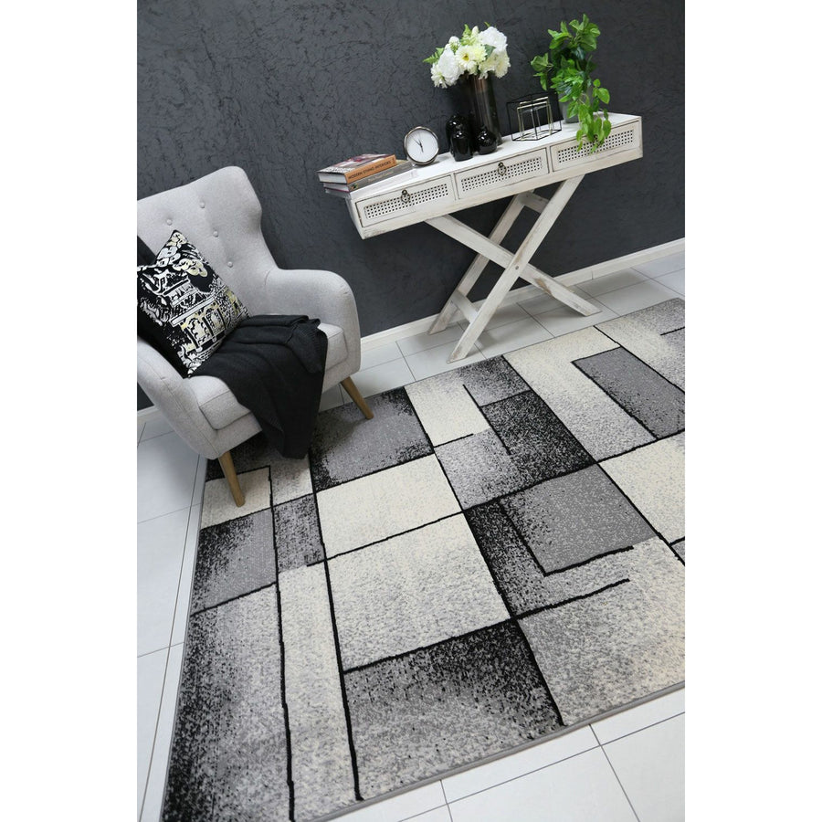 Allure Modern Squares Grey Rug 200x290 cm