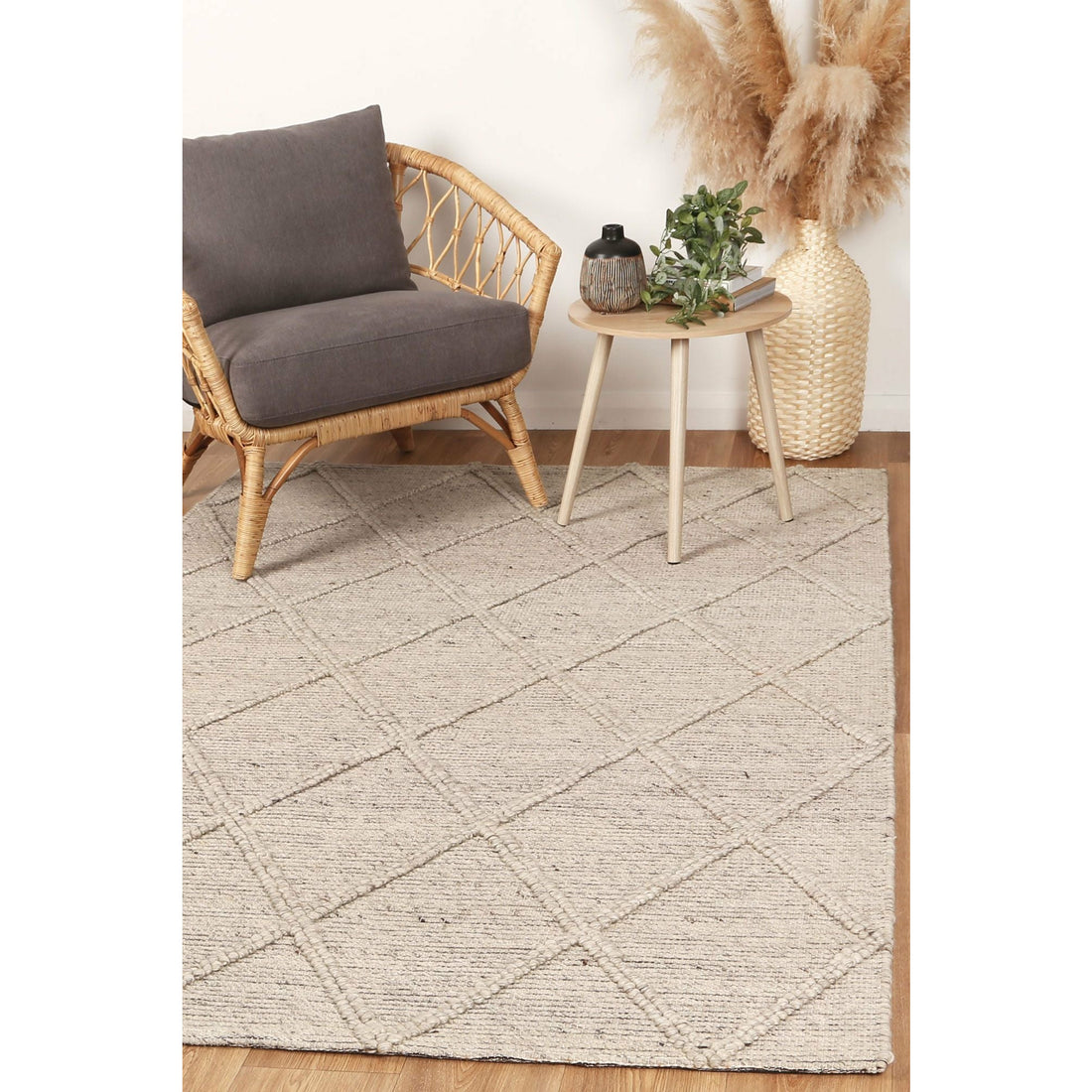 Leilani Diamond Braided Ash Rug 160x230cm