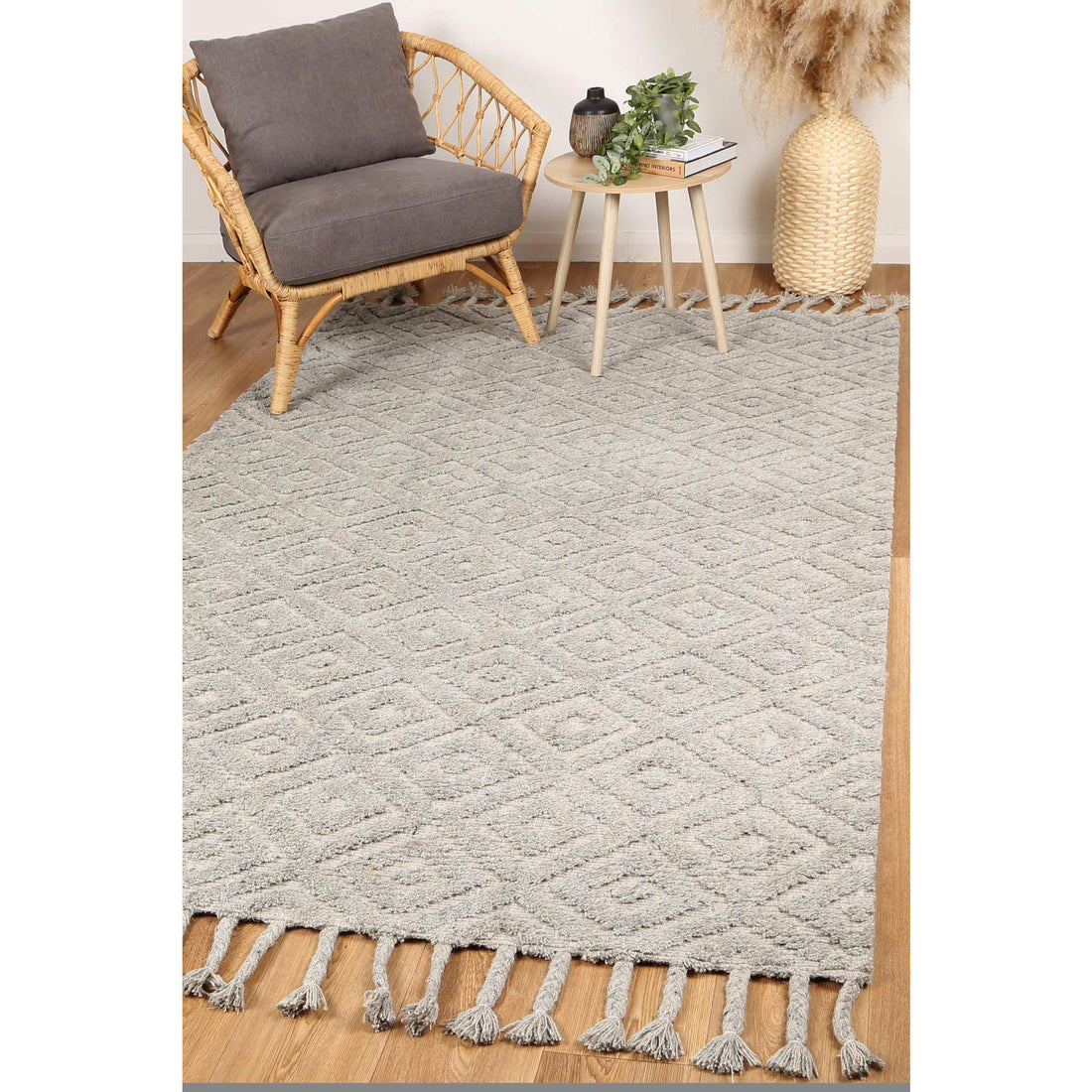 Leilani Plush Diamond Grey Rug 200x290cm