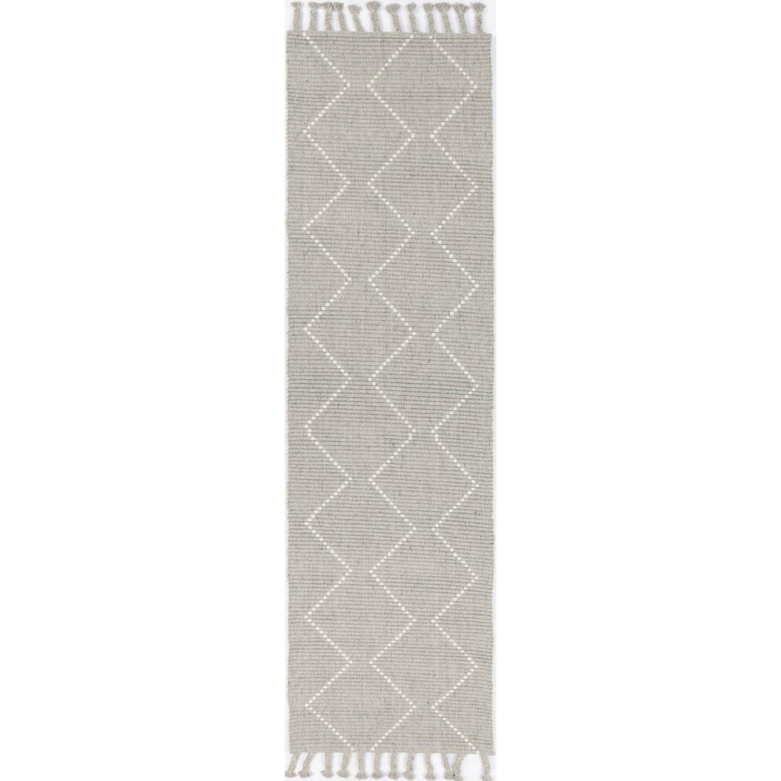 Leilani Diamond Tassel Grey Rug 80x300cm