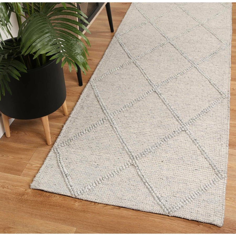 Leilani Diamond Braided Grey Rug 80x300cm