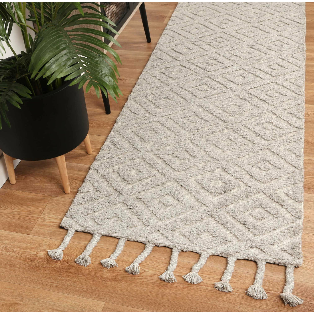 Leilani Plush Diamond Grey Rug 80x300cm