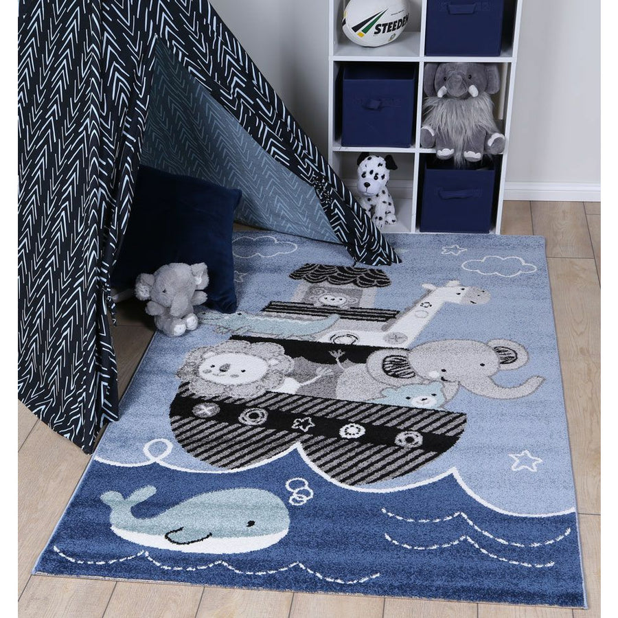 Nova Kids Blue Animal Arc Rug 120x170 cm