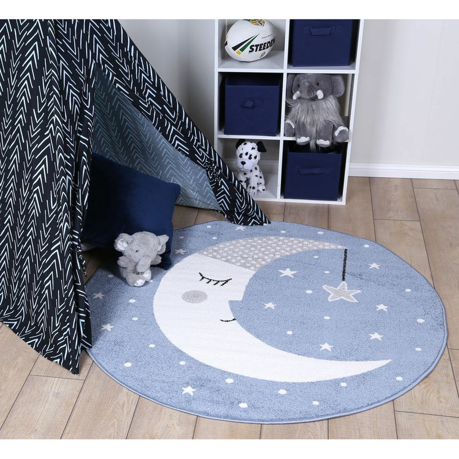 Nova Kids Blue Goodnight Moon Rug 133x133 cm Round