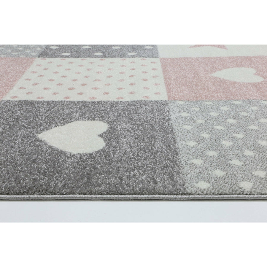 Nova Kids Pink Grey Stars & Hearts Rug 160x230 cm