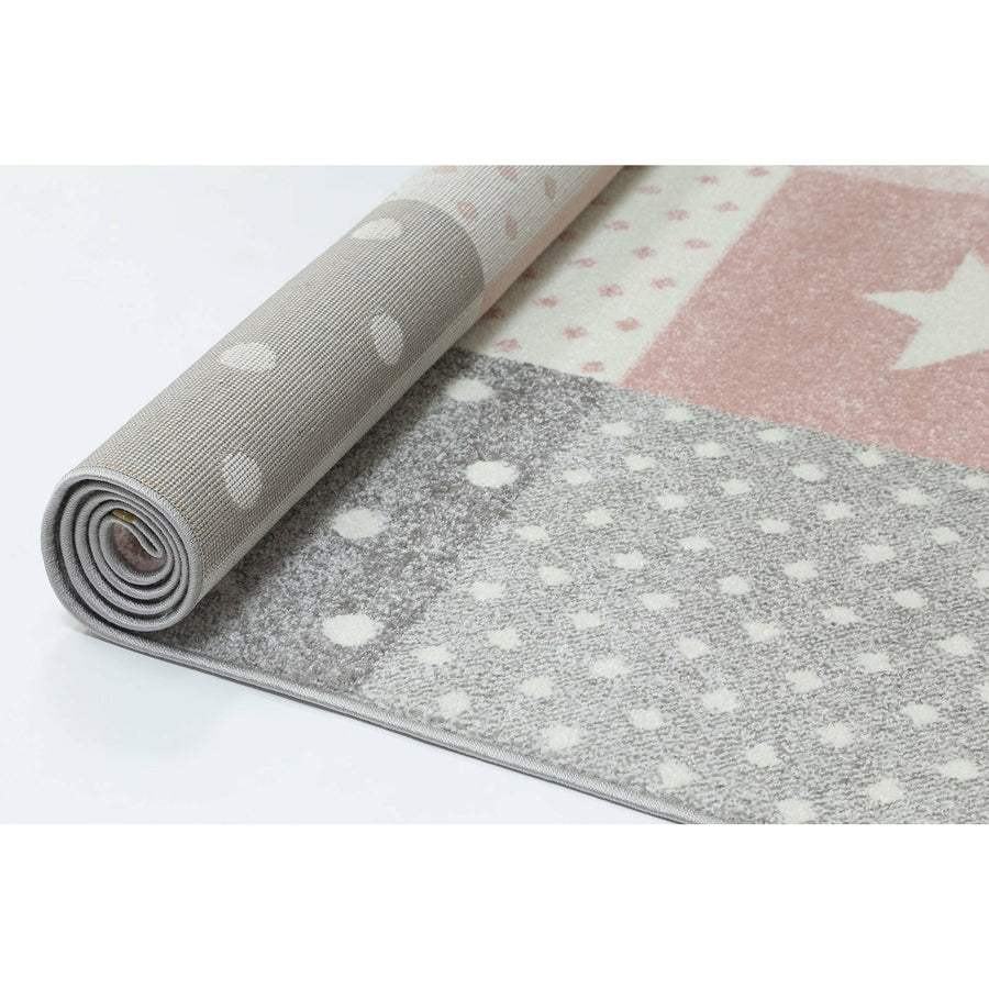 Nova Kids Pink Grey Stars & Hearts Rug 160x230 cm