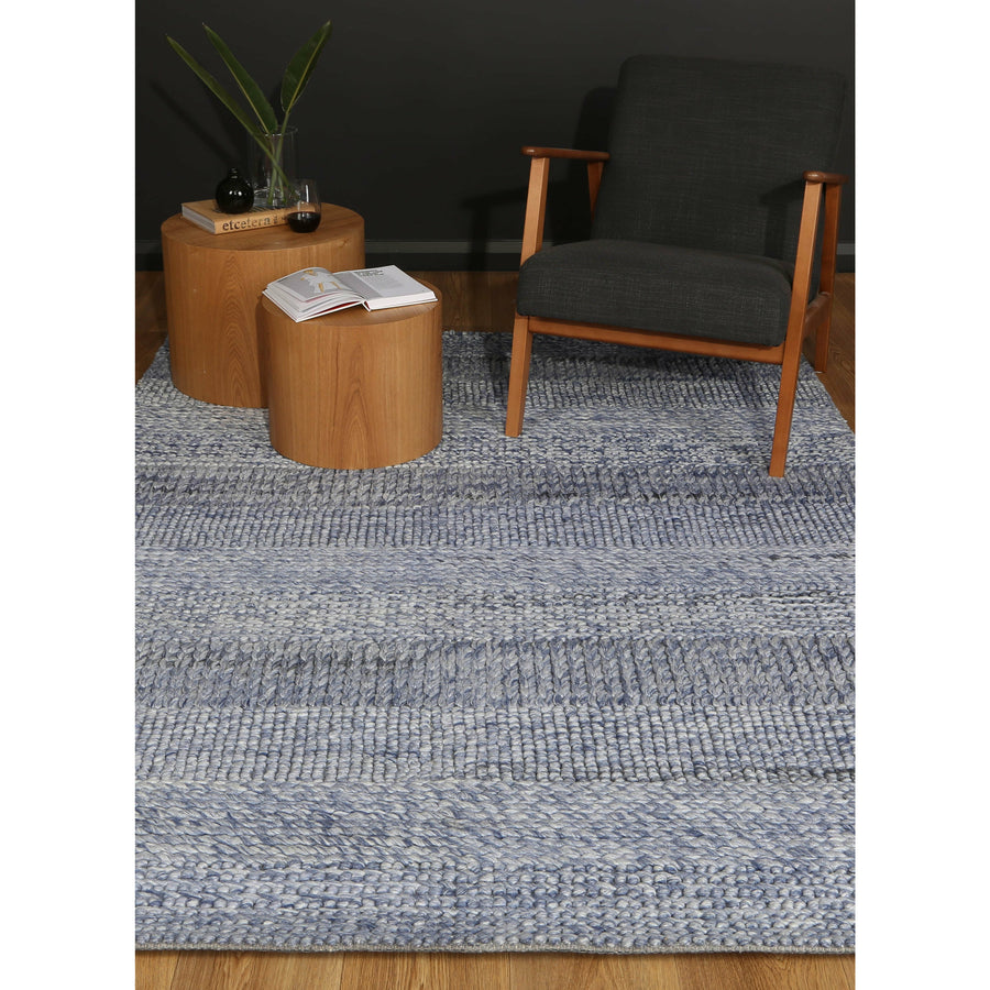 Zayna Grace Blue Wool Blend Rug 240x330cm