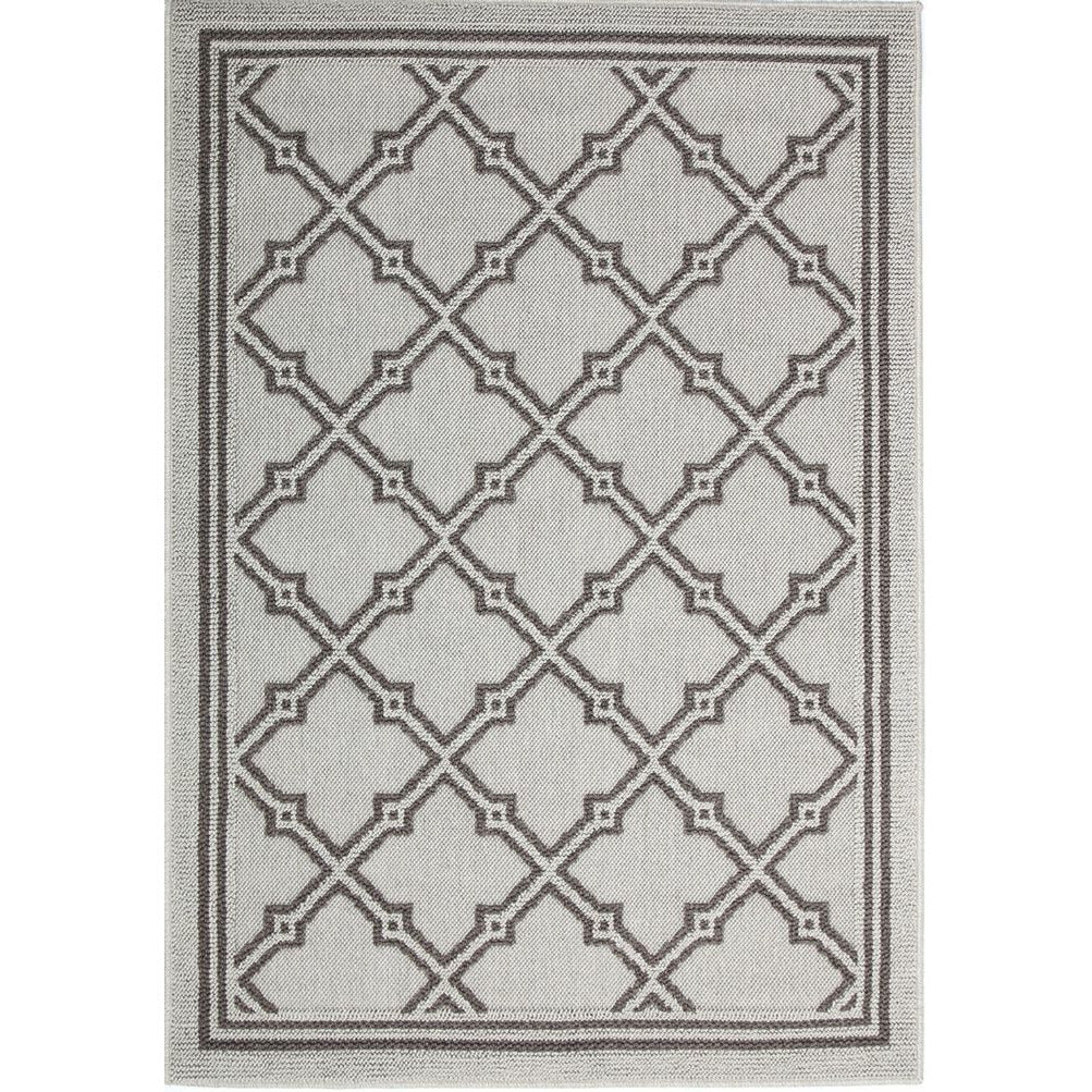 Hawaii Grey Diamond Shaped Geometric Ikat Bordered Rug 160x230cm