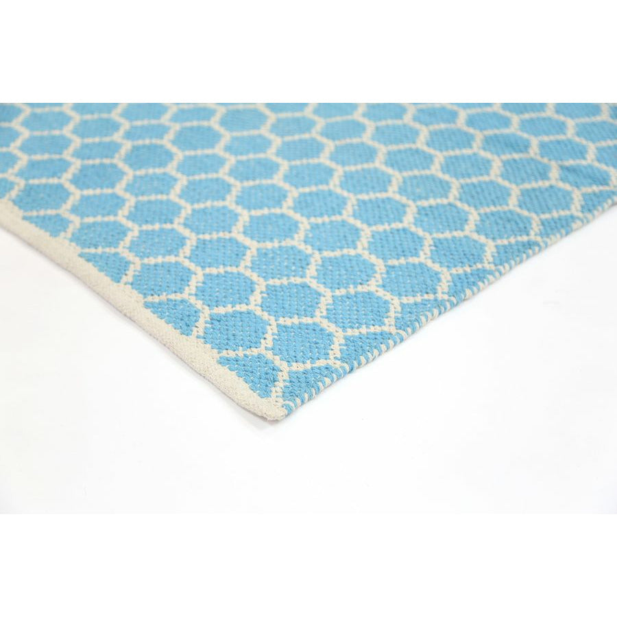 Illusion Blue Natural Cotton Rug 160x230