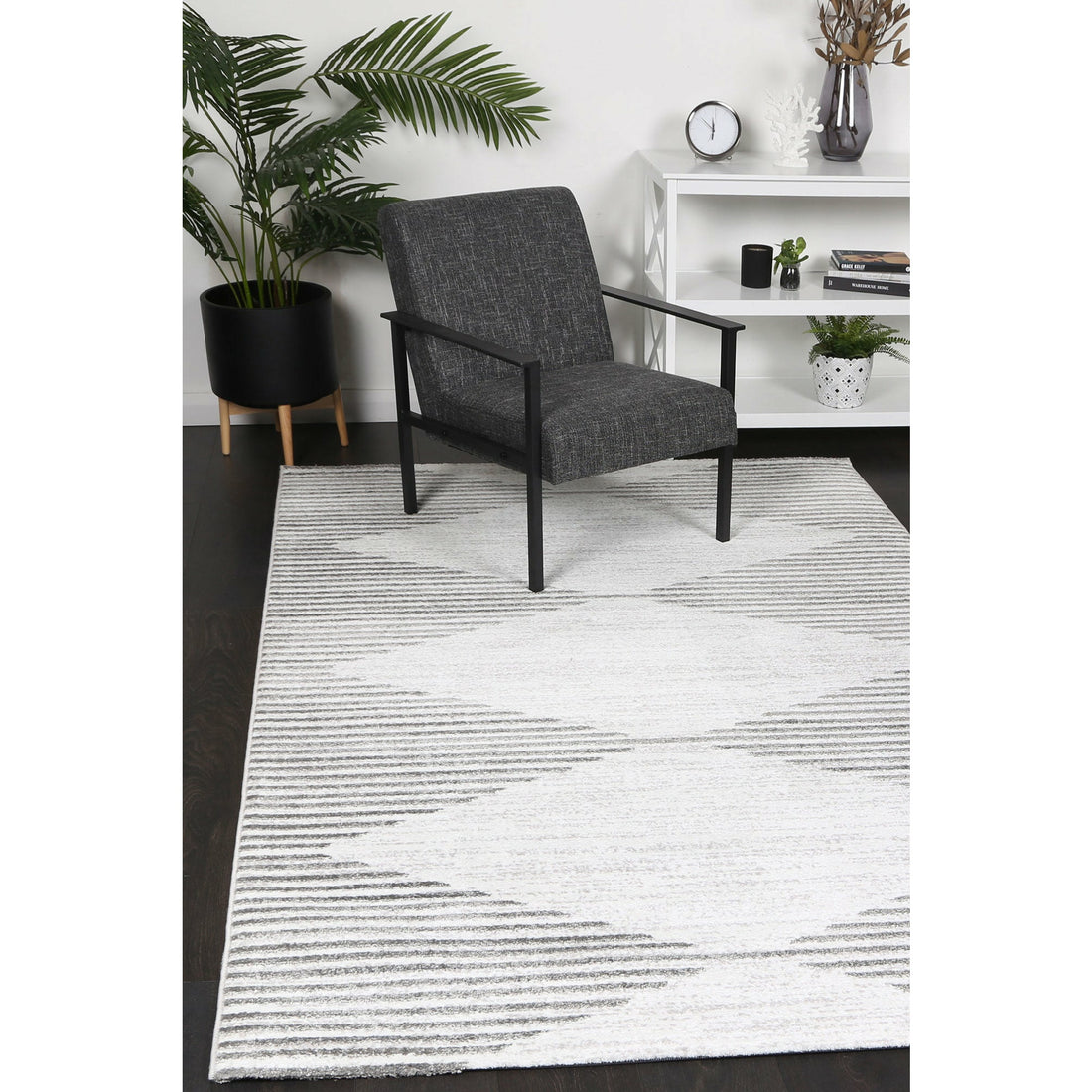 Windjana Abstract Diamond Silver Rug 240x330cm