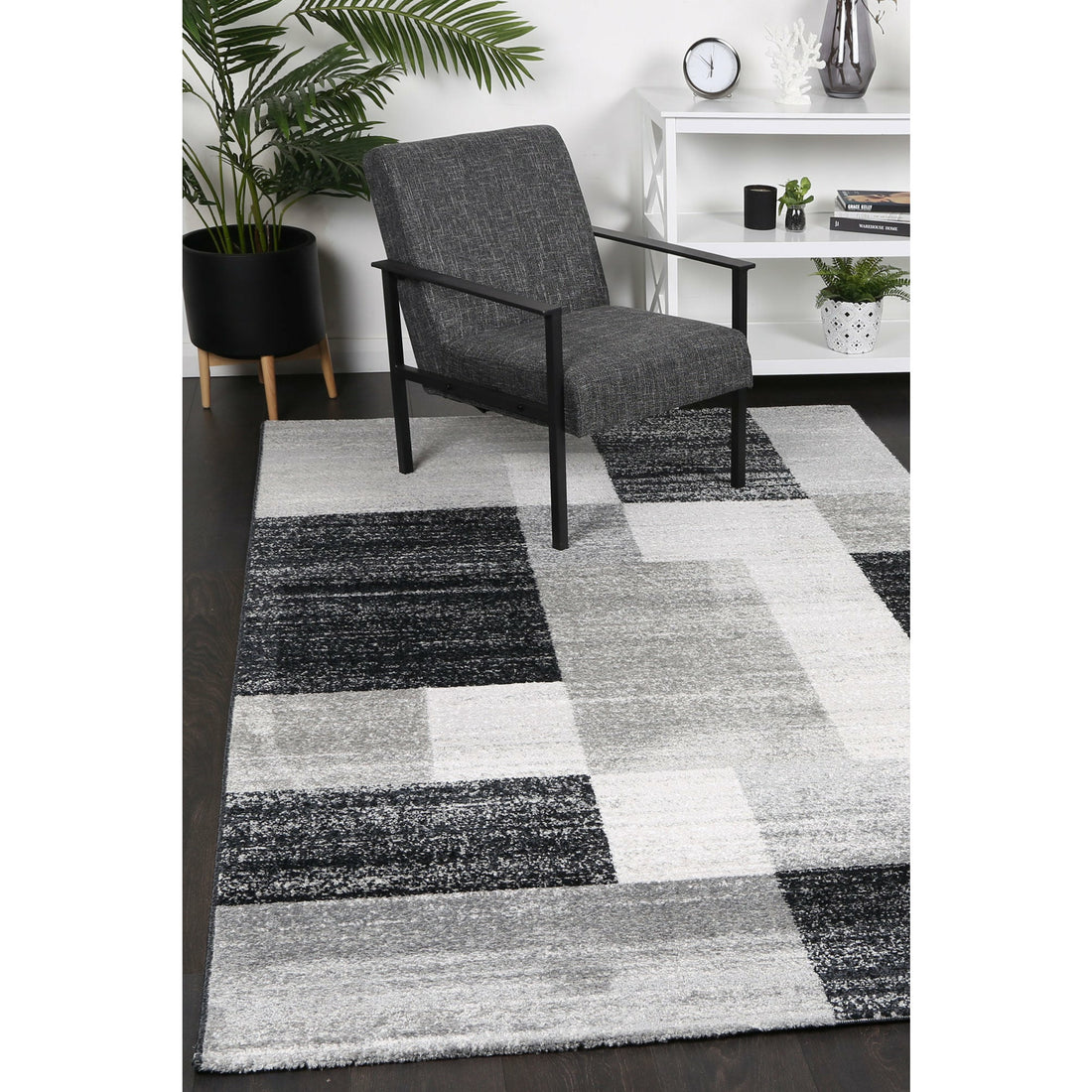 Windjana Abstract Geometric Grey Rug 240x330cm