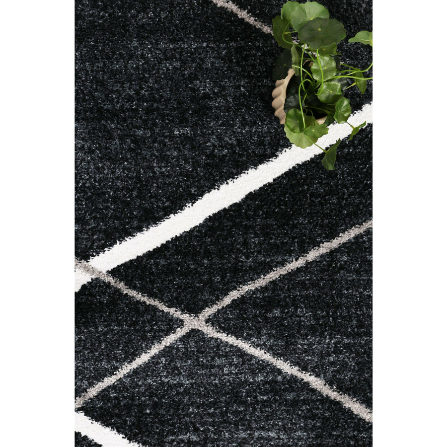 Windjana Abstract Stripe Charcoal Rug 80x150cm