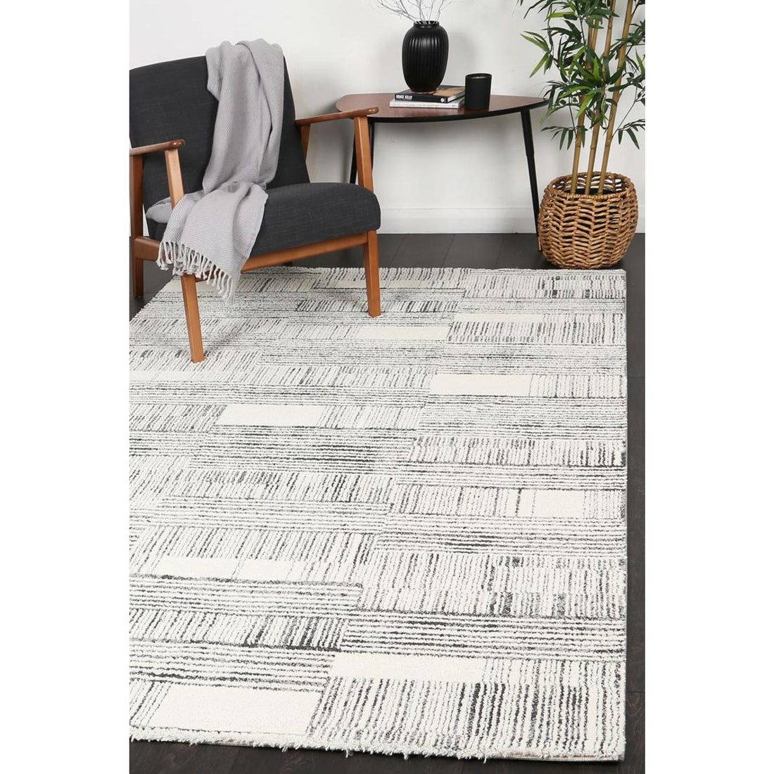 Verve Light Grey Brick Rug 200x290cm