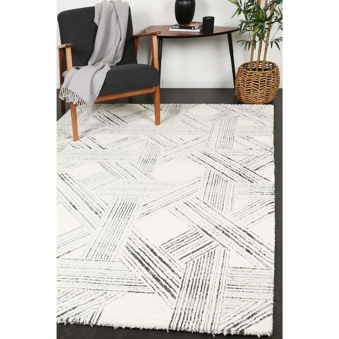 Verve Light Grey Geometric Rug 80x300cm