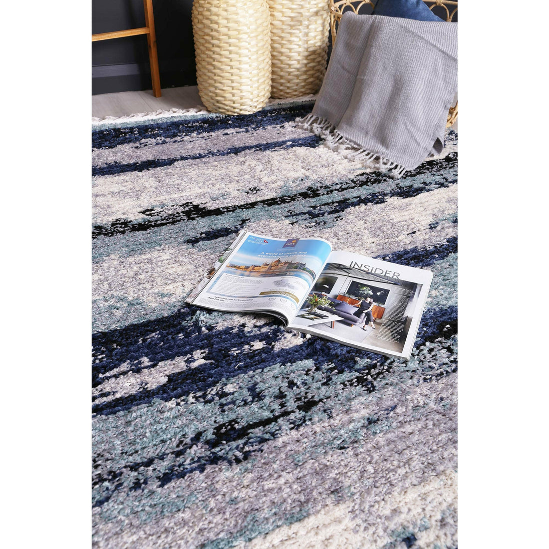 Myk Navy Blue Abstract Rug 240x330 cm