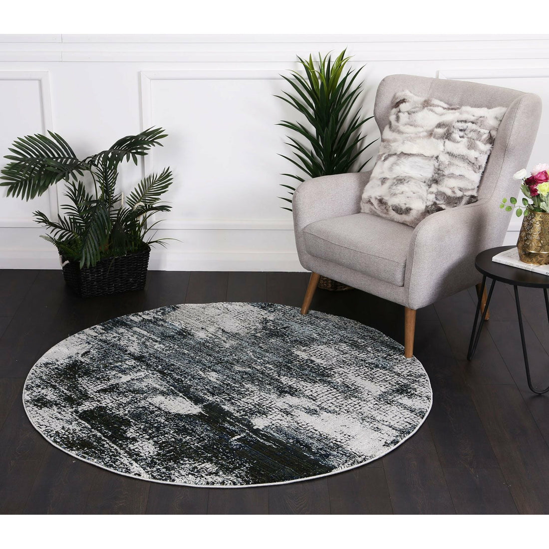 Roman Mosaic Modern Grey Turquoise Rug 200x290 cm