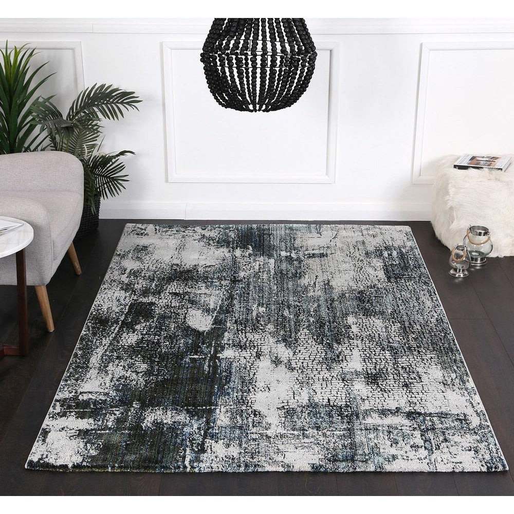 Roman Mosaic Modern Grey Turquoise Rug 200x290 cm