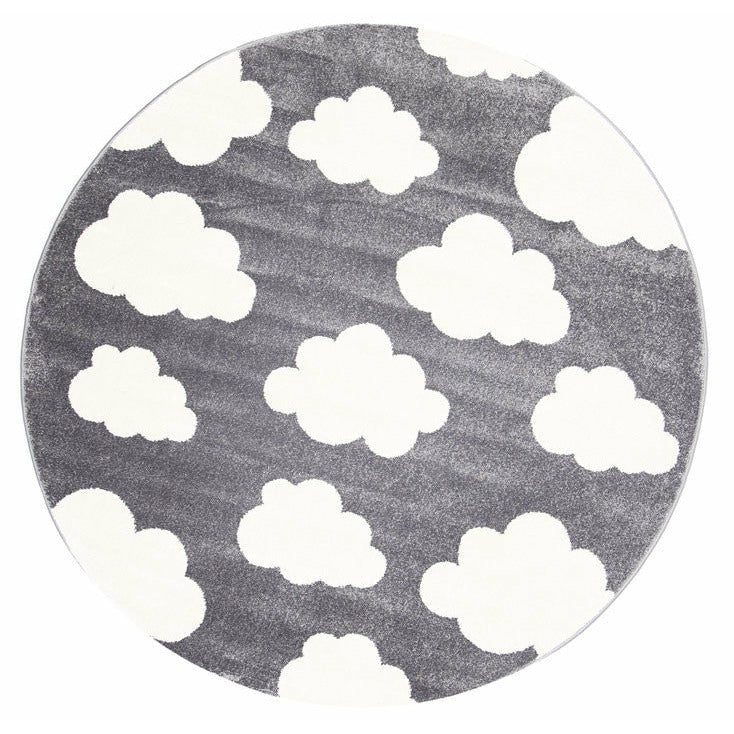 Piccolo  Dark Grey and White Cloud Kids Rug 120x170cm