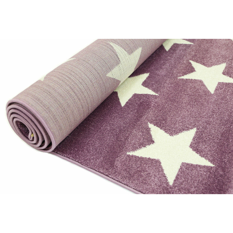 Piccolo Violet Pink and White Stars Kids Rug 120x170cm