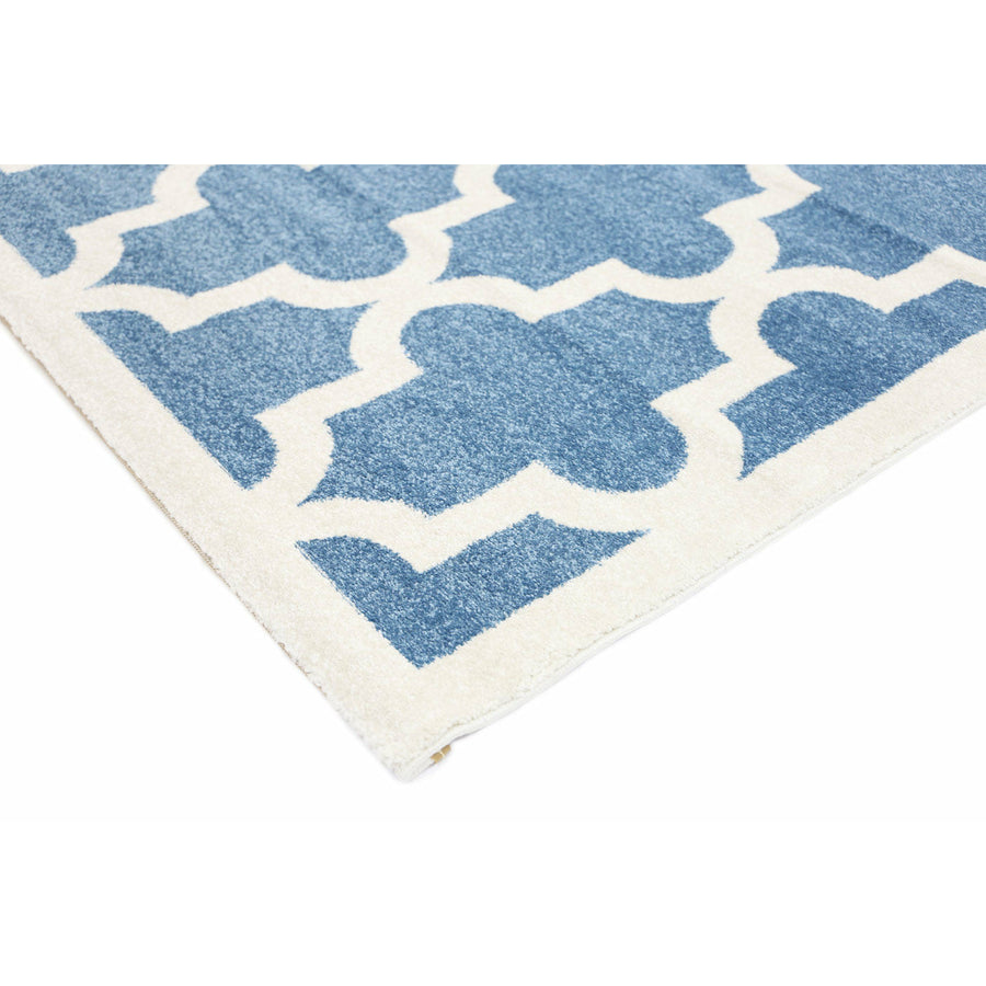 Piccolo Blue and White Lattice Pattern Kids Rug 120x170cm