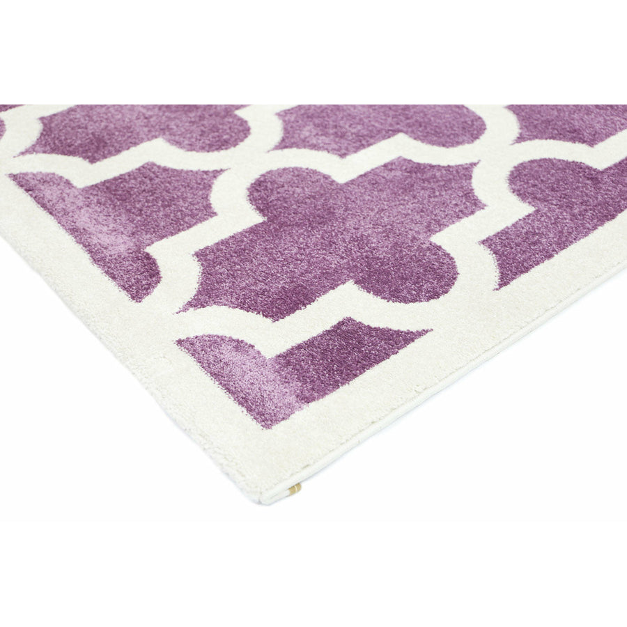 Piccolo Violet Pink and White Lattice Pattern Kids Rug 120x170cm