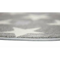 Piccolo Charcoal and White Stars Kids Rug 133x133cm Round