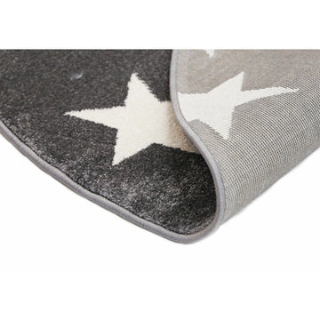 Piccolo Light Grey and White Stars Kids Rug 133x133cm Round