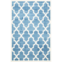 Piccolo Blue and White Lattice Pattern Kids Rug 133x133cm Round