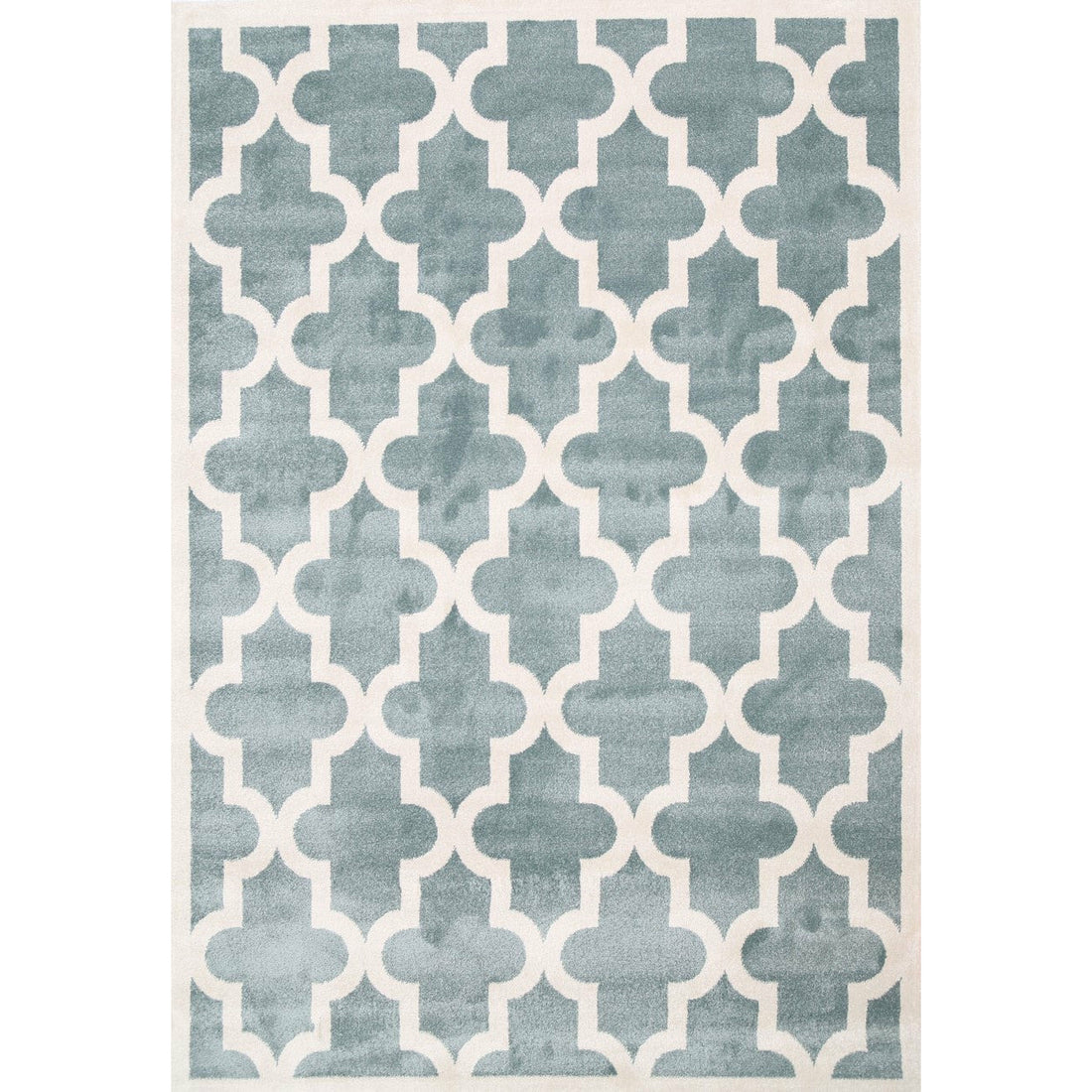 Piccolo Aqua White Lattice Pattern Kids Rug 133x133cm Round