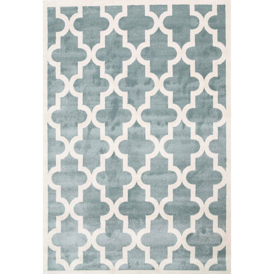 Piccolo Aqua White Lattice Pattern Kids Rug 133x133cm Round