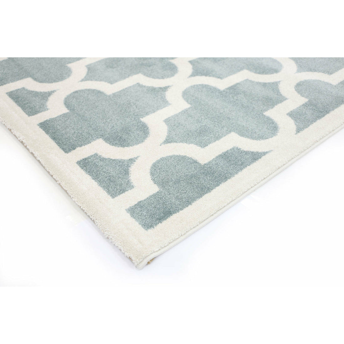 Piccolo Aqua White Lattice Pattern Kids Rug 133x133cm Round