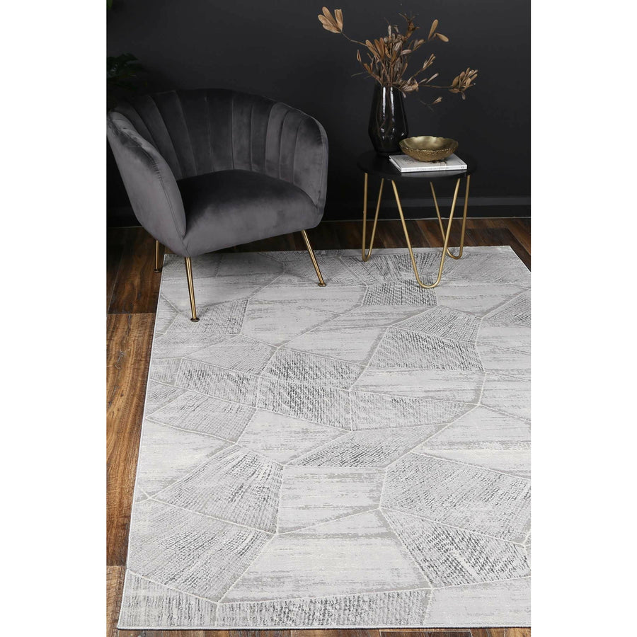 Isaiah Grey Tiled Geometric Rug 120x170cm