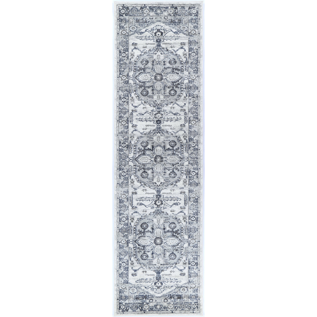 Ligures Grey White Rug 80X300cm