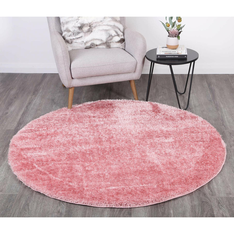 Puffy Soft Shaggy Round Rug Pink 160x160 cm Round